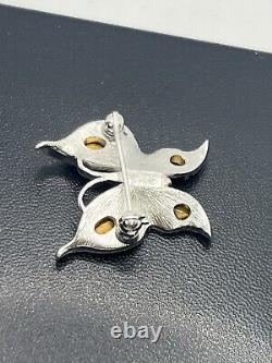 Crown Trifari Alfred Philippe Silver Tone rhinestone Butterfly Brooch pin