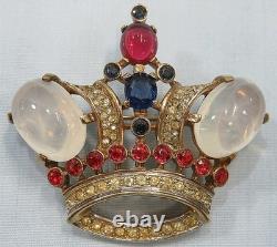 Crown Trifari Alfred Philippe Sterling Jelly Belly Moonstone Coronation Brooch