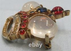 Crown Trifari Alfred Philippe Sterling Jelly Belly Moonstone Coronation Brooch