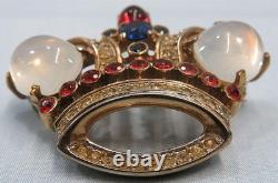 Crown Trifari Alfred Philippe Sterling Jelly Belly Moonstone Coronation Brooch
