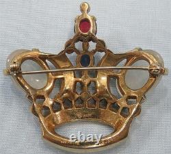 Crown Trifari Alfred Philippe Sterling Jelly Belly Moonstone Coronation Brooch