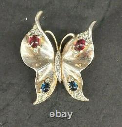 Crown Trifari Alfred Philippe Sterling Jeweled Butterfly Brooch VC034sx