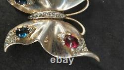 Crown Trifari Alfred Philippe Sterling Jeweled Butterfly Brooch VC034sx