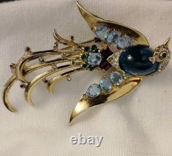 Crown Trifari Alfred Philippe Sterling Silver 925 Bird Of Paradise Pin Brooch