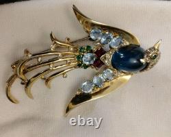 Crown Trifari Alfred Philippe Sterling Silver 925 Bird Of Paradise Pin Brooch