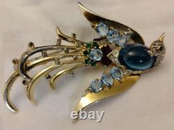 Crown Trifari Alfred Philippe Sterling Silver 925 Bird Of Paradise Pin Brooch