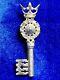 Crown Trifari Alfred Philippe Sterling Silver Figural Crowned Key Brooch