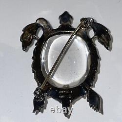 Crown Trifari Alfred Philippe Sterling Silver Jelly Belly Turtle Brooch Pin Read