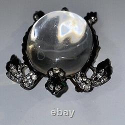Crown Trifari Alfred Philippe Sterling Silver Jelly Belly Turtle Brooch Pin Read