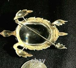 Crown Trifari Alfred Philippe Sterling Silver Jelly Belly Turtle Figural Brooch