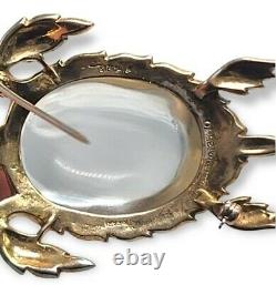 Crown Trifari Alfred Philippe Sterling Silver Jelly Belly Turtle Lucite Brooch