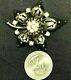 Crown Trifari Alfred Philippe Sterling Silver Rhinestone Inset Flower Brooch