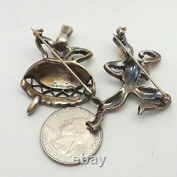 Crown Trifari Alfred Philippe Sterling Silver Russian Dancers Pair Brooch Pins