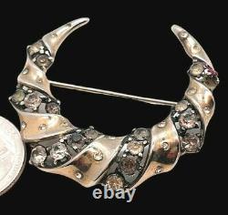 Crown Trifari Alfred Philippe Sterling Silver Wrapped Crescent Shaped Brooch