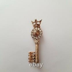 Crown Trifari Alfred Philippe Sterling and rhinestone key brooch pin vintage