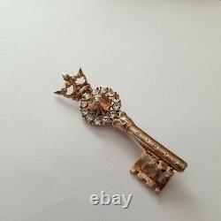 Crown Trifari Alfred Philippe Sterling and rhinestone key brooch pin vintage