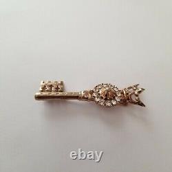 Crown Trifari Alfred Philippe Sterling and rhinestone key brooch pin vintage