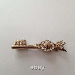 Crown Trifari Alfred Philippe Sterling and rhinestone key brooch pin vintage