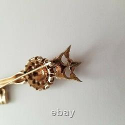 Crown Trifari Alfred Philippe Sterling and rhinestone key brooch pin vintage