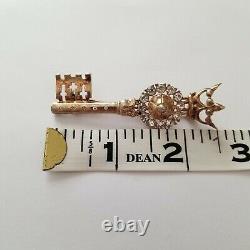 Crown Trifari Alfred Philippe Sterling and rhinestone key brooch pin vintage