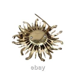 Crown Trifari Alfred Philippe Sunburst Brooch Blue Invisible Set Rhinestone Pin