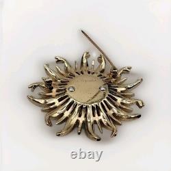 Crown Trifari Alfred Philippe Sunburst Brooch Blue Invisible Set Rhinestone Pin
