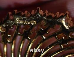 Crown Trifari Alfred Philippe Swirled Dimensional Flower Brooch & Earrings