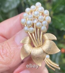 Crown Trifari Alfred Philippe Vintage Pearl Brooch Estate Jewelry Pre-Owned