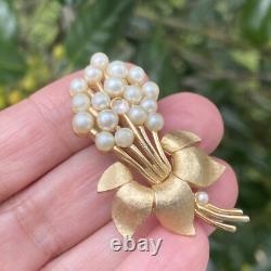 Crown Trifari Alfred Philippe Vintage Pearl Brooch Estate Jewelry Pre-Owned