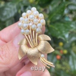 Crown Trifari Alfred Philippe Vintage Pearl Brooch Estate Jewelry Pre-Owned