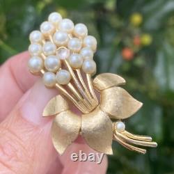 Crown Trifari Alfred Philippe Vintage Pearl Brooch Estate Jewelry Pre-Owned