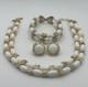 Crown Trifari Alfred Philippe White Floral Pastel Necklace Bracelet Earrings Set
