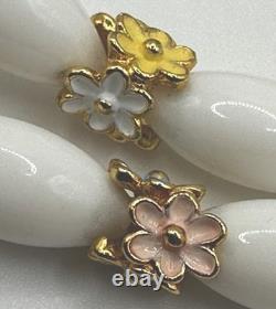 Crown Trifari Alfred Philippe White Floral Pastel Necklace Bracelet Earrings Set