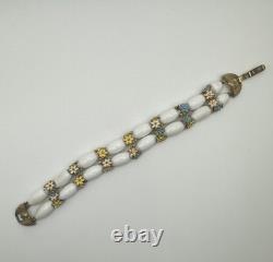 Crown Trifari Alfred Philippe White Floral Pastel Necklace Bracelet Earrings Set