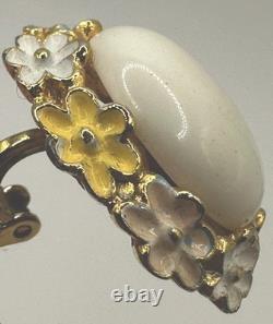 Crown Trifari Alfred Philippe White Floral Pastel Necklace Bracelet Earrings Set