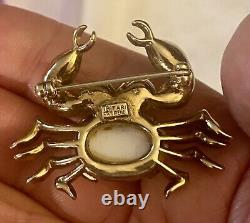 Crown Trifari Alfred Philippe White Lucite Rhinestone Crab Pin Brooch Rare Vtg