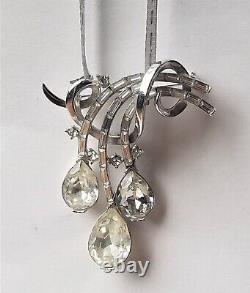 Crown Trifari Alfred Philippe crystal dangle pear drop baguette pendant or pin