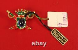 Crown Trifari Crossed Swords Brooch Pin Alfred Philippe Green Crown Jelly Belly
