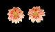 Crown Trifari Earrings Alfred Philippe Pink Flower Yellow Gold Plated Vintage