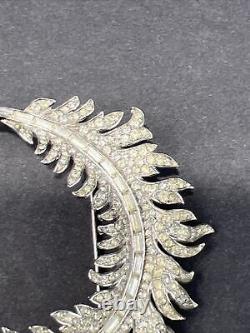 Crown Trifari Feather Pin Brooch Royal Plume collection by Alfred Philippe EUC