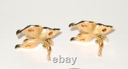 Crown Trifari Figural Butterfly Clip On Earrings Gold Tone Clear Rhinestones