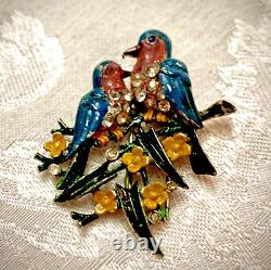 Crown Trifari Fur Clip Pat. 1942 Alfred Philippe Love Birds On A Branch