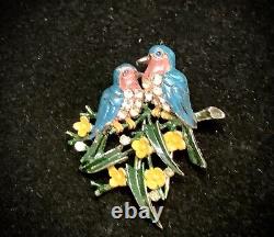 Crown Trifari Fur Clip Pat. 1942 Alfred Philippe Love Birds On A Branch