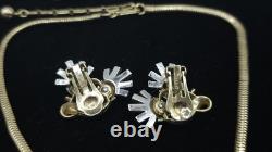 Crown Trifari Gold Tone Parure Alfred Philippe Purple Thistle 3-Piece Flower Set