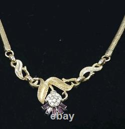 Crown Trifari Gold Tone Parure Alfred Philippe Purple Thistle 3-Piece Flower Set