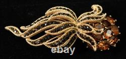 Crown Trifari Goldtone Alfred Philippe Black & Amber Flower Bouquet Brooch