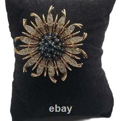 Crown Trifari Invisible Set Blue Sunburst Brooch RARE VINTAGE Alfred Philippe
