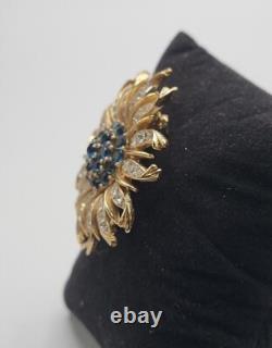 Crown Trifari Invisible Set Blue Sunburst Brooch RARE VINTAGE Alfred Philippe