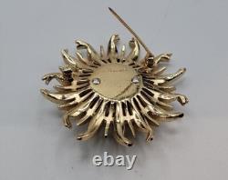 Crown Trifari Invisible Set Blue Sunburst Brooch RARE VINTAGE Alfred Philippe