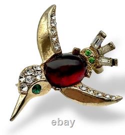 Crown Trifari JELLY BELLY Hummingbird Alfred Philippe Brooch Pin EUC? ! SALE